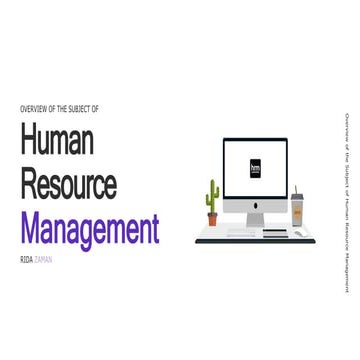 Overview of the Subject of Human Resource Management