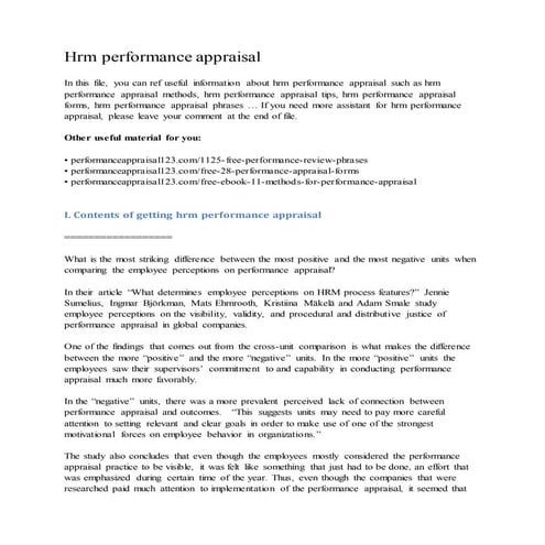 Hrm performance appraisal