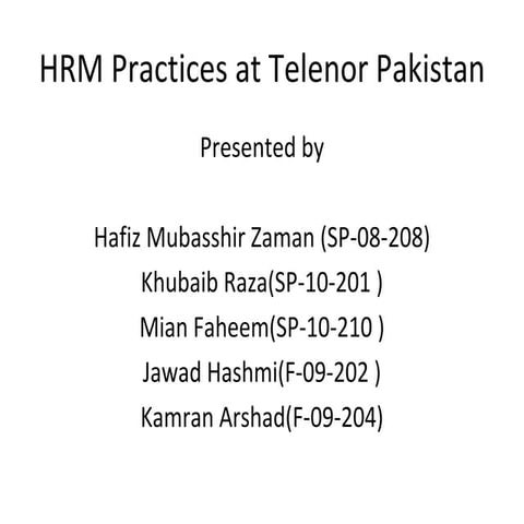 Hrm practices at telenor