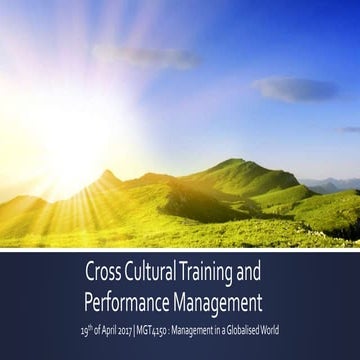 Cross Cultural Training and Performance Management