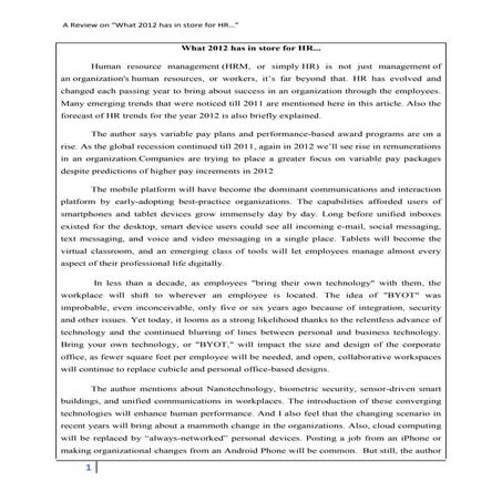 What 2012 has in store for HR ?