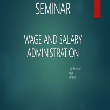 Wage and salary Administration