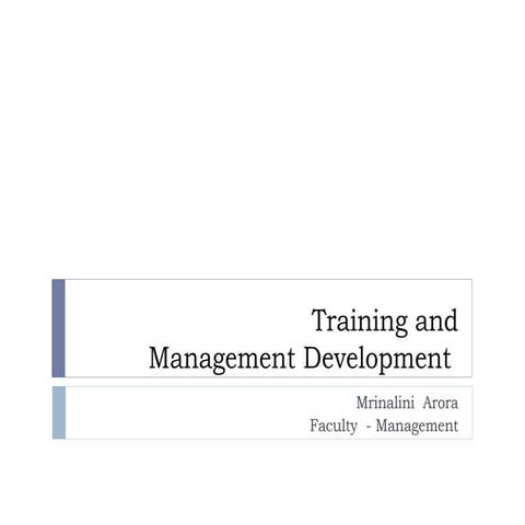 Training and Management Development