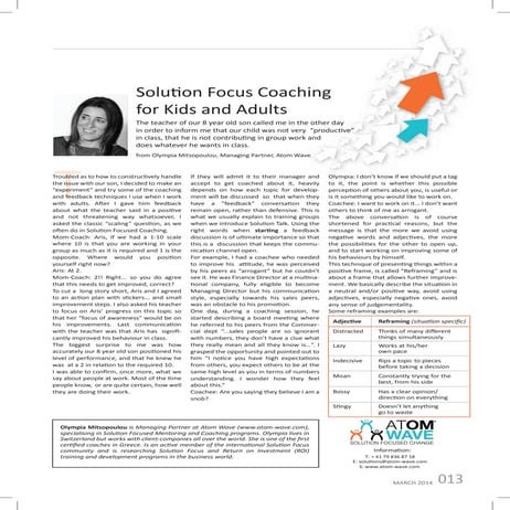 Solution Focused Coaching for Kids and Adults
