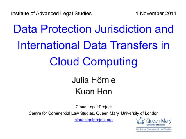 Data Protection Jurisdiction and International Transfers in Cloud Computing