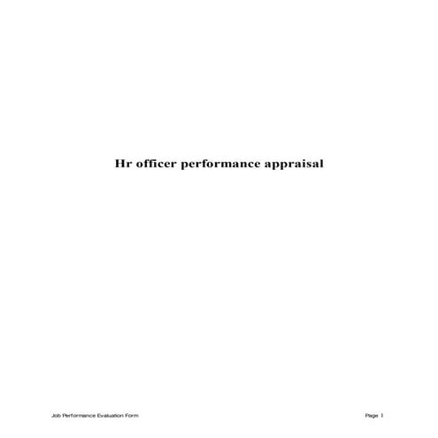 Hr officer performance appraisal