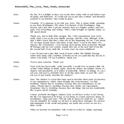 Reboot Podcast #51 — The love that heals