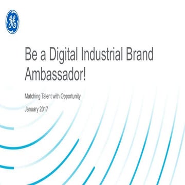Be a Digital Industrial Brand Ambassador (GE)