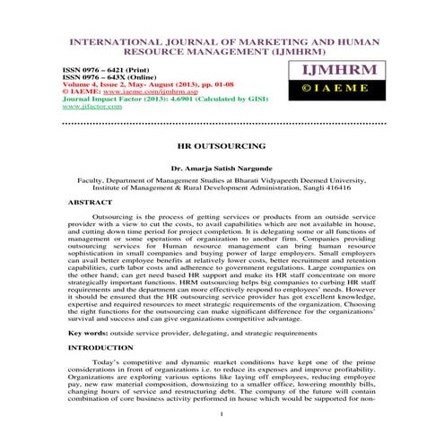 Hr outsourcing | PDF