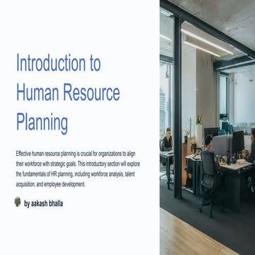 Introduction to Human Resource Planning.