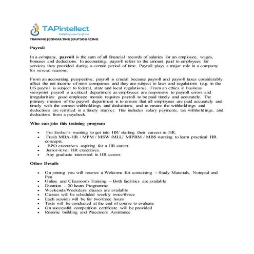 HR Payroll Training