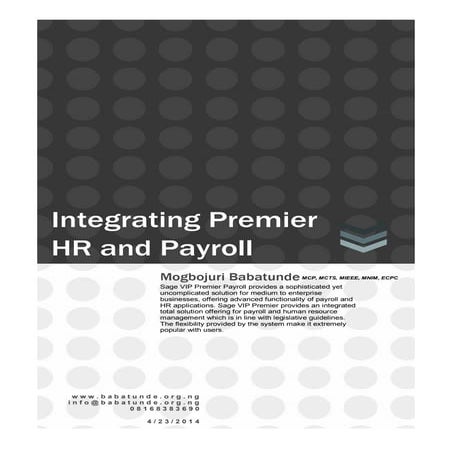 Premier Hr And Payroll Integration Pdf