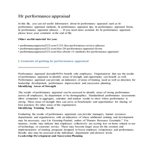 Hr performance appraisal