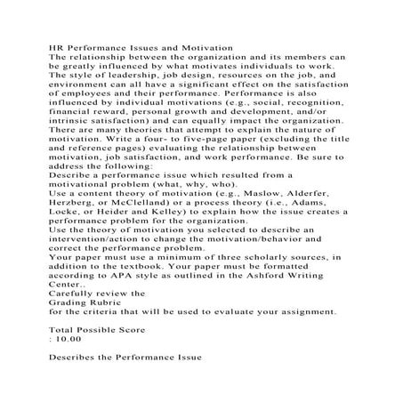 HR Performance Issues and MotivationThe relationship between the o.docx