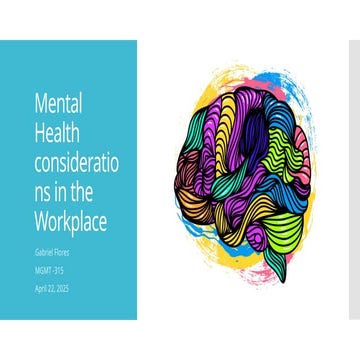 Mental health considerations in the workplace
