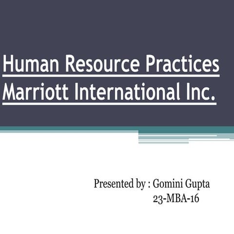 Hr practices - marriott hotels