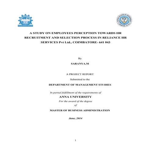 Hr recruitment and selection process in reliance communication