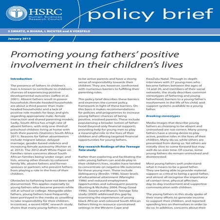 Promoting young fathers' positive involvement in their children's lives