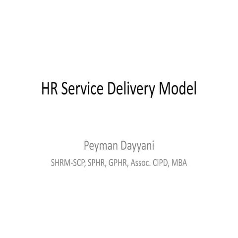 HR Service Delivery Model