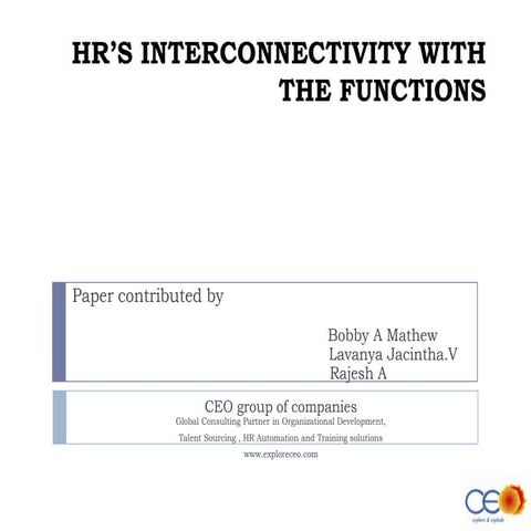 HRs Interconnectivity with Other Funtions