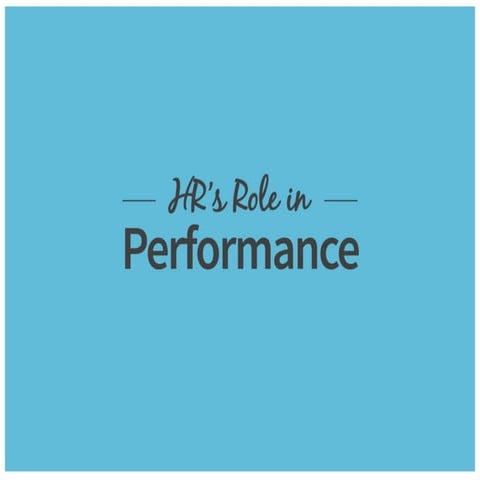 HR's Role In Employee Performance