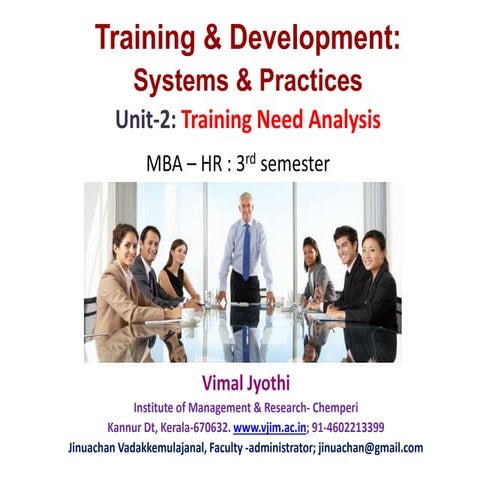 Training Need Analysis Training and Development 