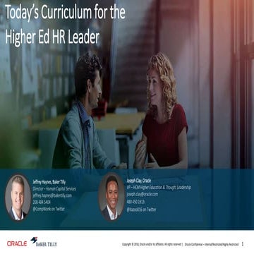 Today’s Curriculum for the Higher Ed HR Leader