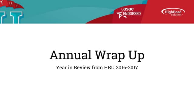 HighRoad U 2016-2017 Final Exam Wrap-Up