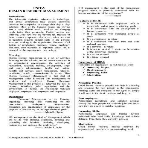 MS Introduction to HR