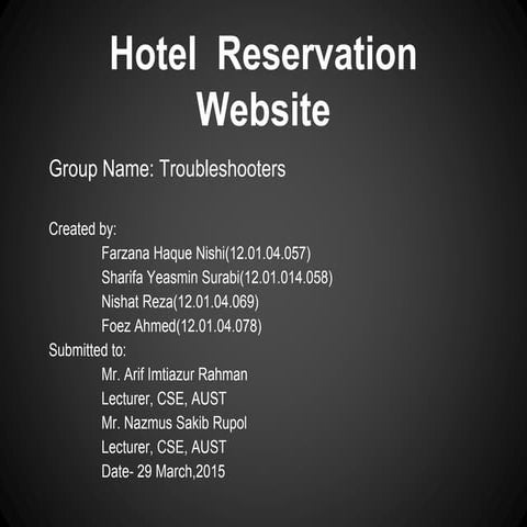 Information System Design Lab(Hotel Reservation)