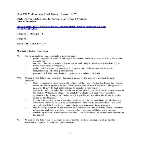 Hsa 590 midterm and final exam – strayer new