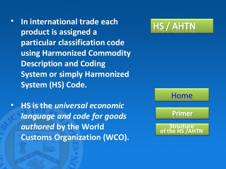 Hs ahtn tariff classification