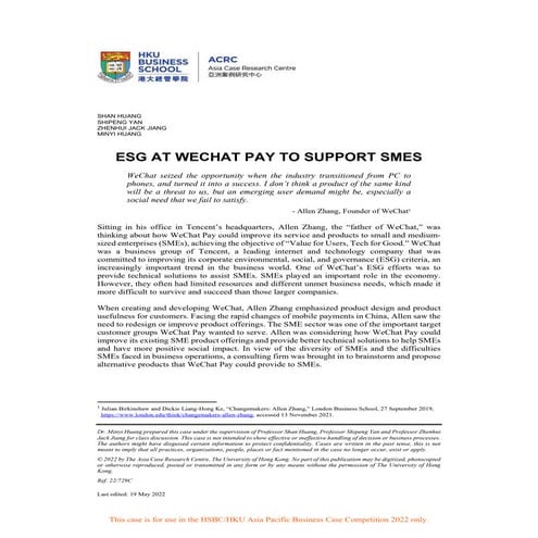 HSBC'22 Internationals Case, 1st Round