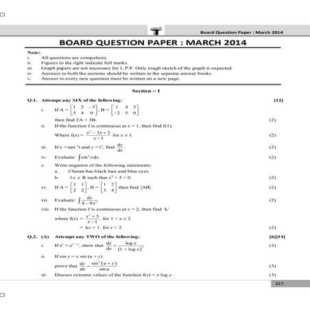 Hsc commerce-2014-march-maths1
