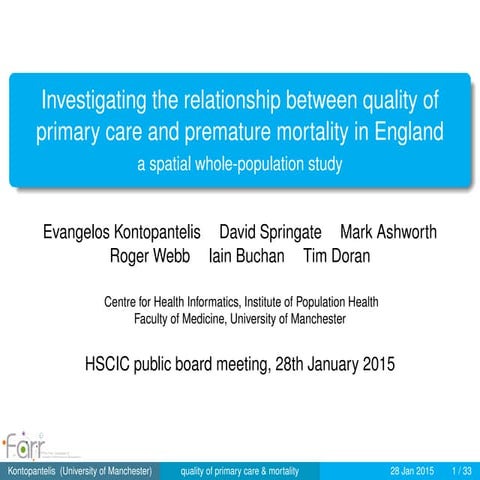 Investigating the relationship between quality of primary care and premature ...