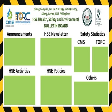 Comprehensive HSE Bulletin Board for Silang Complex Safety and ...