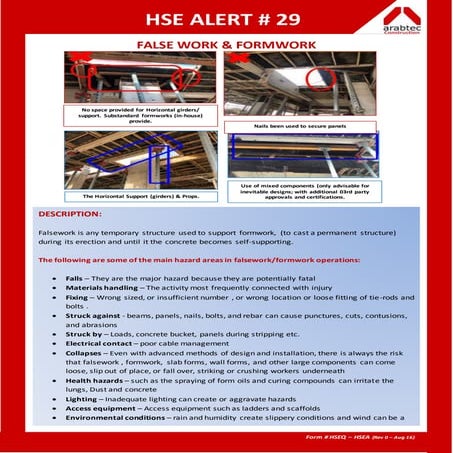 Hse alert 29 2018 formwork