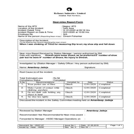 Hsef   07 near-miss report 12.01.2020