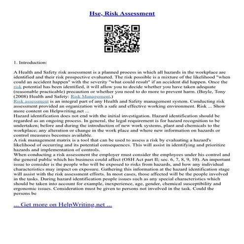 Hse, Risk Assessment | PDF