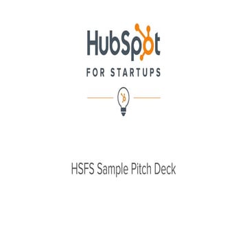 HubSpot for Startups | Sample Pitch Deck Template