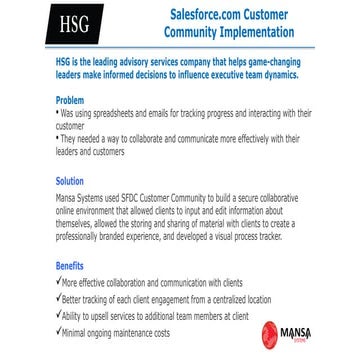 HSG Salesforce community implementation case study