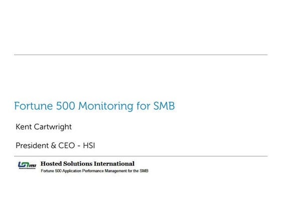HSI's Cloud-Hosted Foglight IT Monitoring & APM