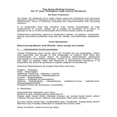 Hs Music Song Writing Curriculum Pdf