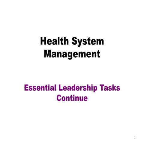 This is a course presenting health System Management, challenges ...