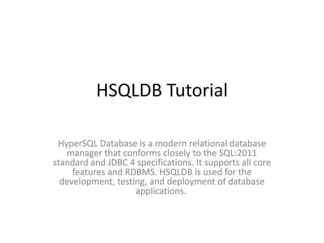 Hsqldb tutorial