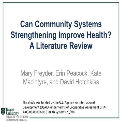 Can Community Systems Strengthening Improve Health? A Literature Review 
