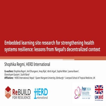 Embedded learning site research for strengthening health systems resilience: lessons from Nepal’s decentralized context