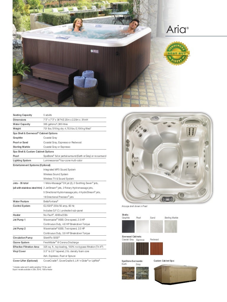 Hss aria hot tub spec sheet