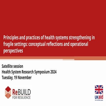 Health System Strengthening  in Fragile & Conflict-Affected Settings