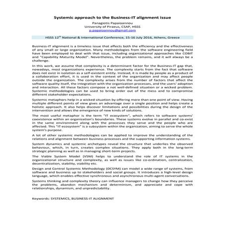 Systemic approach to the Business-IT alignment issue
